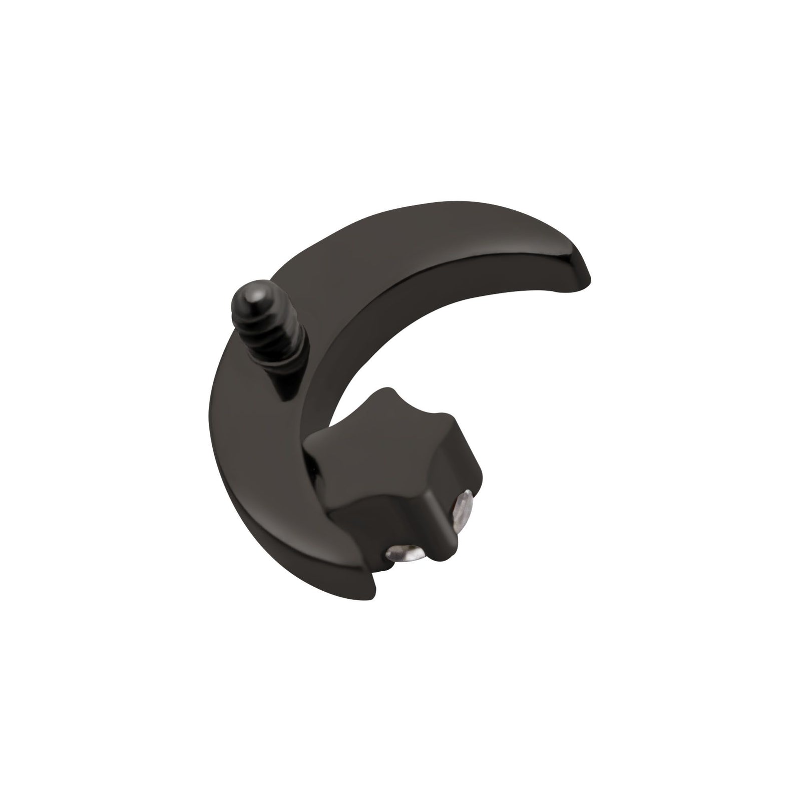 Black PVD Titanium Internally Threaded Crescent Moon CZ/Opal Top tipvdktd57-16c -Rebel Bod-RebelBod