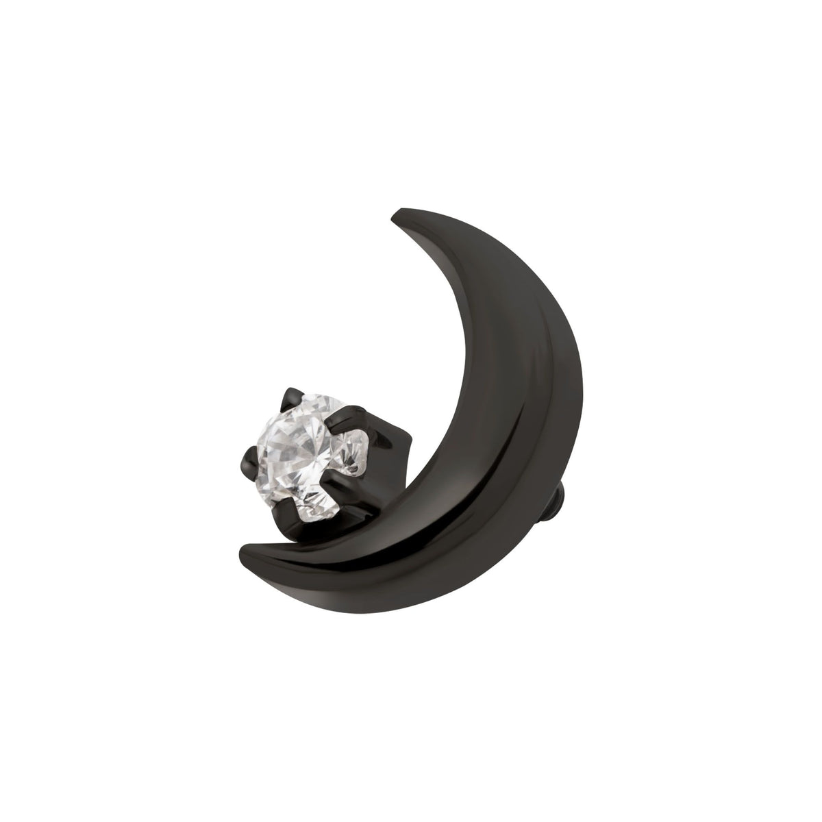 Black PVD Titanium Internally Threaded Crescent Moon CZ/Opal Top tipvdktd57-16c -Rebel Bod-RebelBod