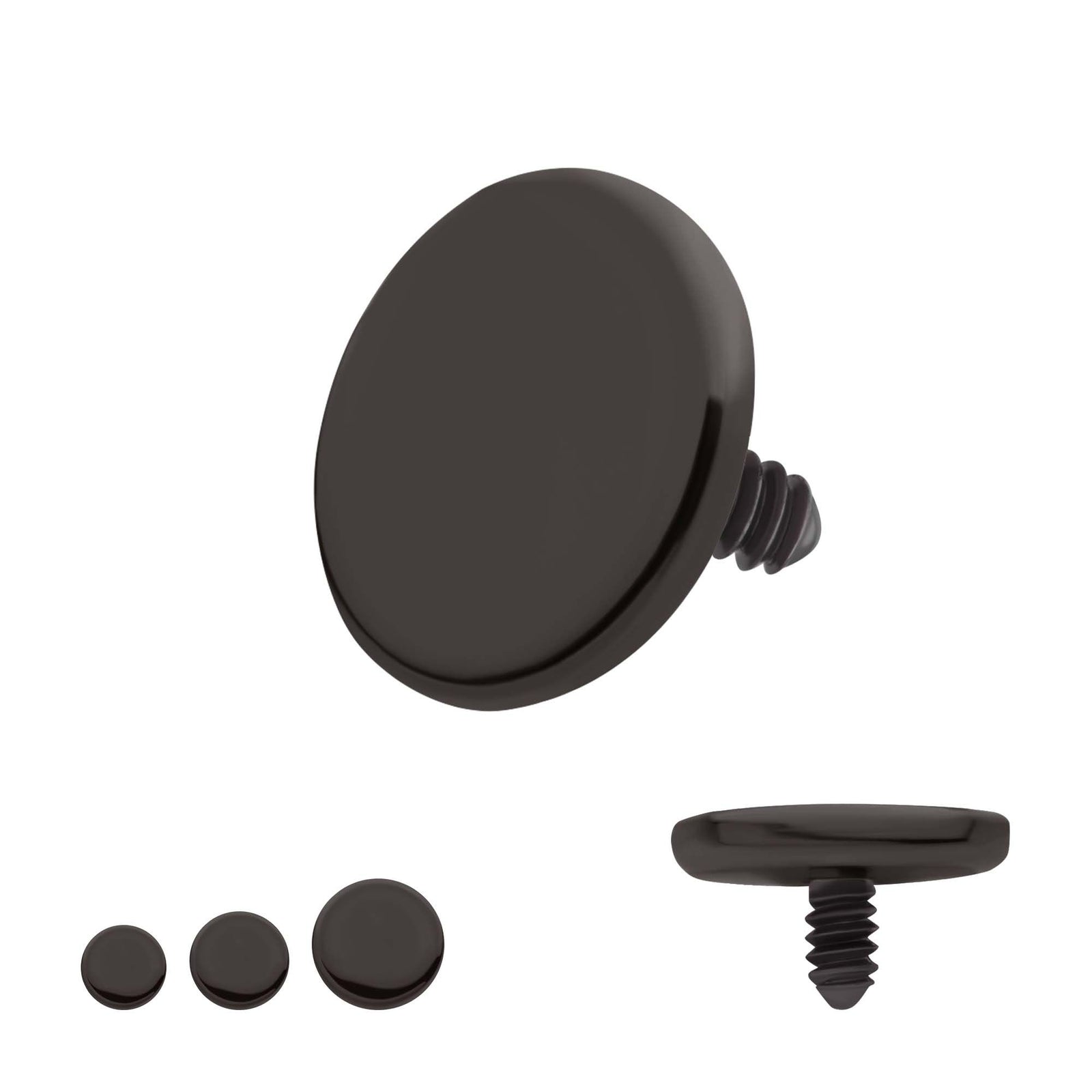 Black PVD Titanium Internally Threaded Flat Disc Top tipvdktdpd25-16 -Rebel Bod-RebelBod