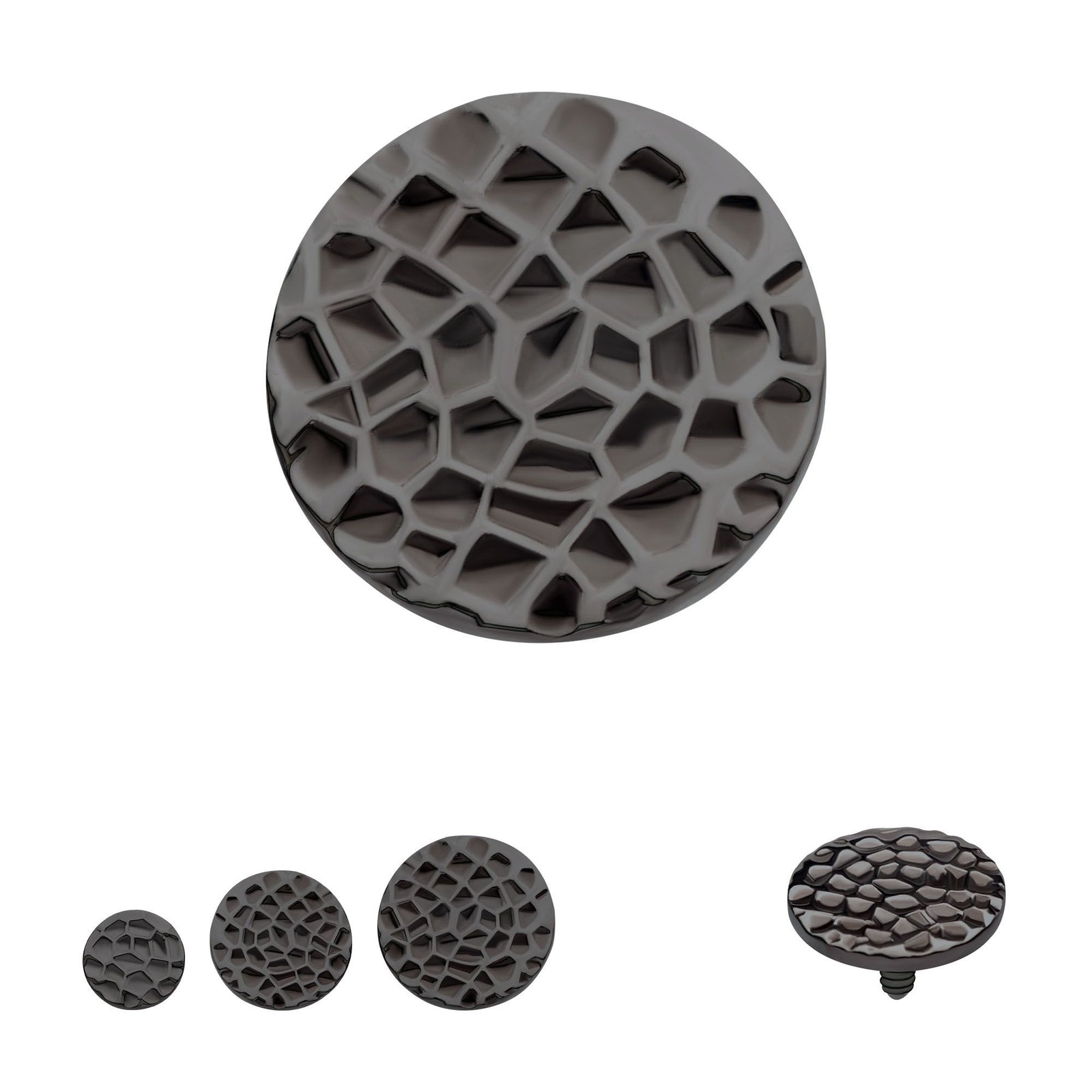 Black PVD Titanium Internally Threaded Hammered Disk Top tipvdktd51-3 -Rebel Bod-RebelBod
