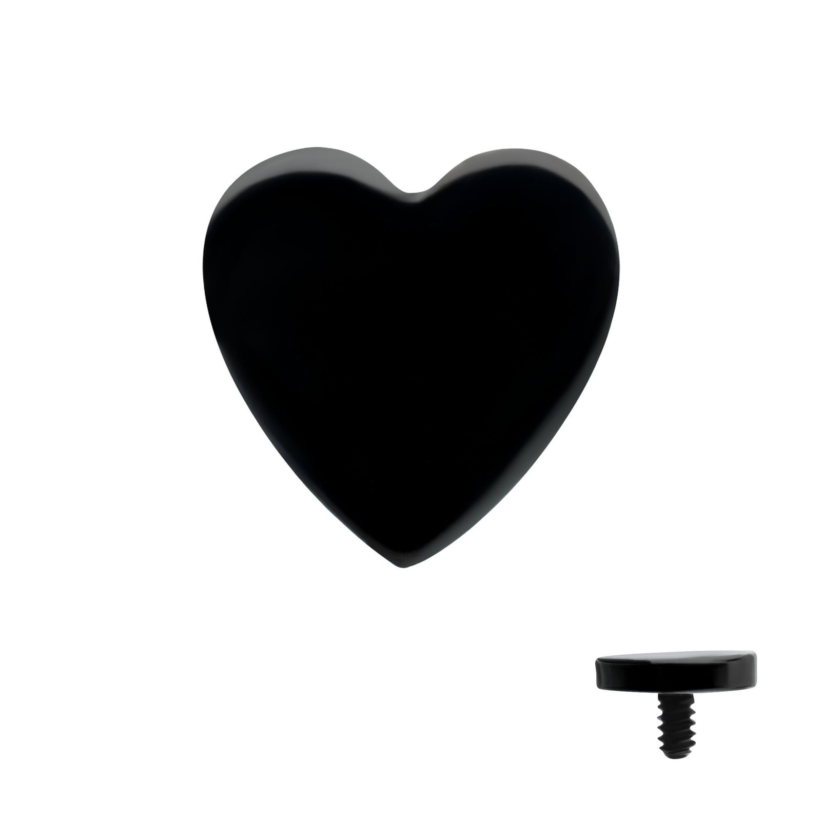 Black PVD Titanium Internally Threaded Heart Top tipvdktdhrt-16 -Rebel Bod-RebelBod