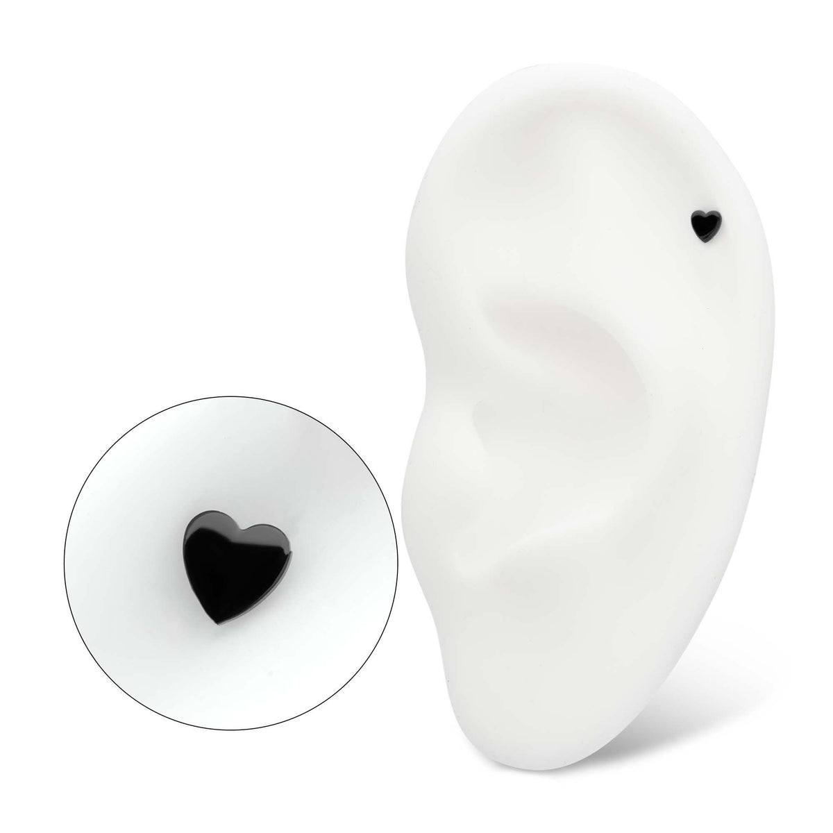 Black PVD Titanium Internally Threaded Heart Top tipvdktdhrt-16 -Rebel Bod-RebelBod