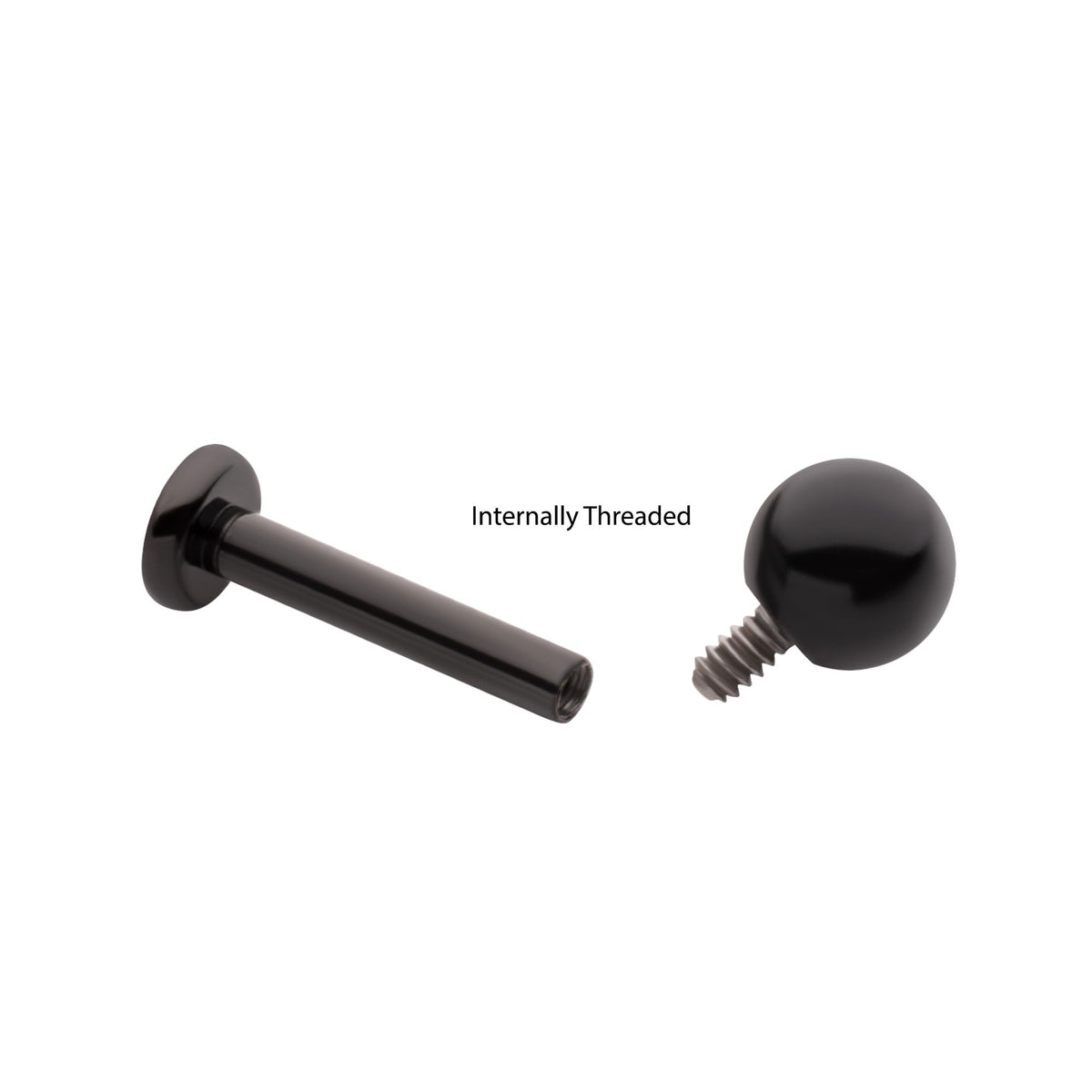 Black PVD Titanium Internally Threaded Labret 3mm ball 2.5mm base tipvdkli801 -Rebel Bod-RebelBod