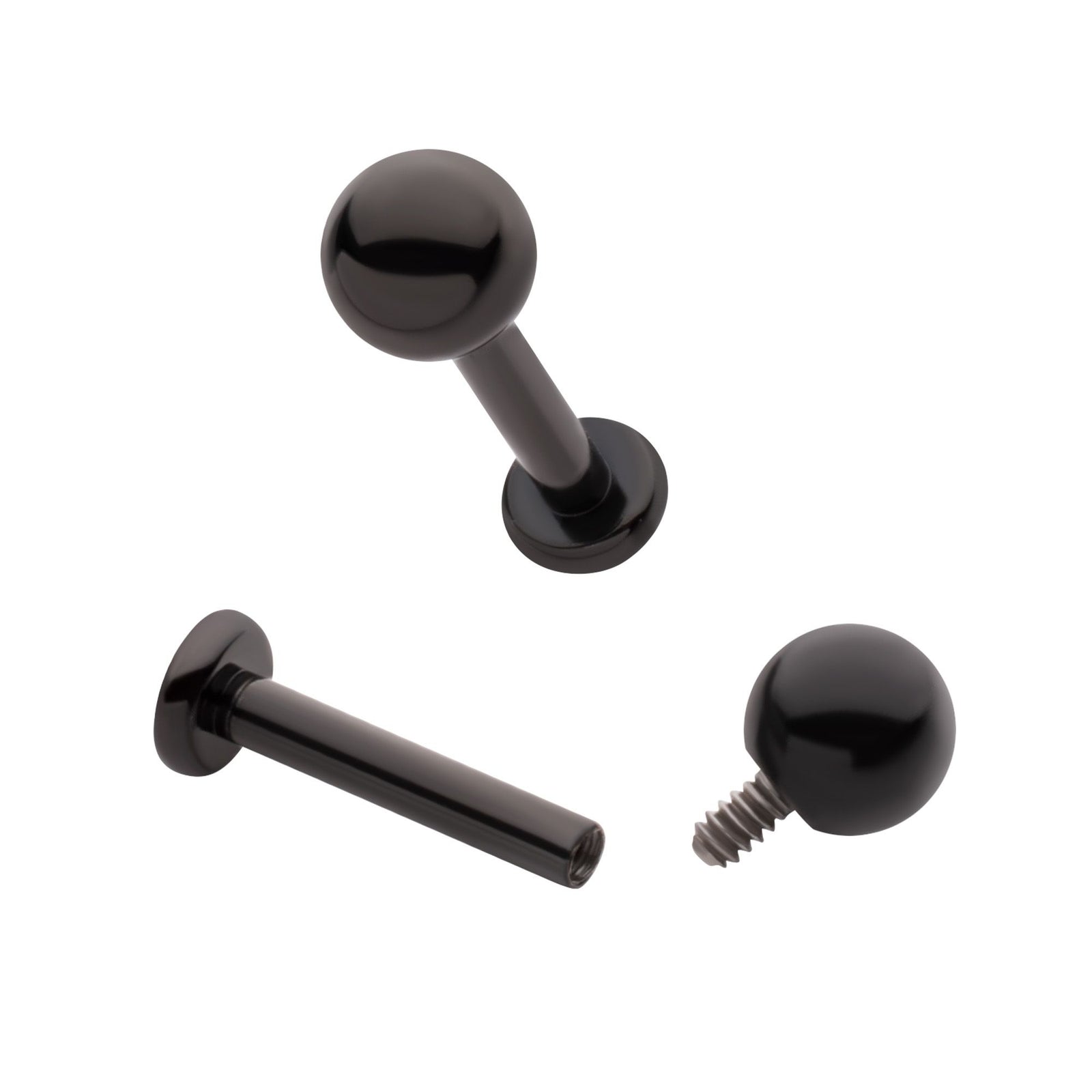 Black PVD Titanium Internally Threaded Labret 3mm ball 2.5mm base tipvdkli801 -Rebel Bod-RebelBod