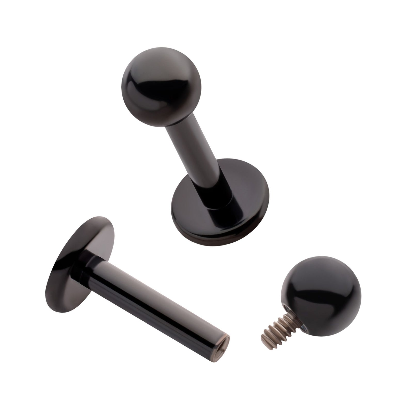 Black PVD Titanium Internally Threaded Labret 3mm ball 4mm base tipvdkli601 -Rebel Bod-RebelBod