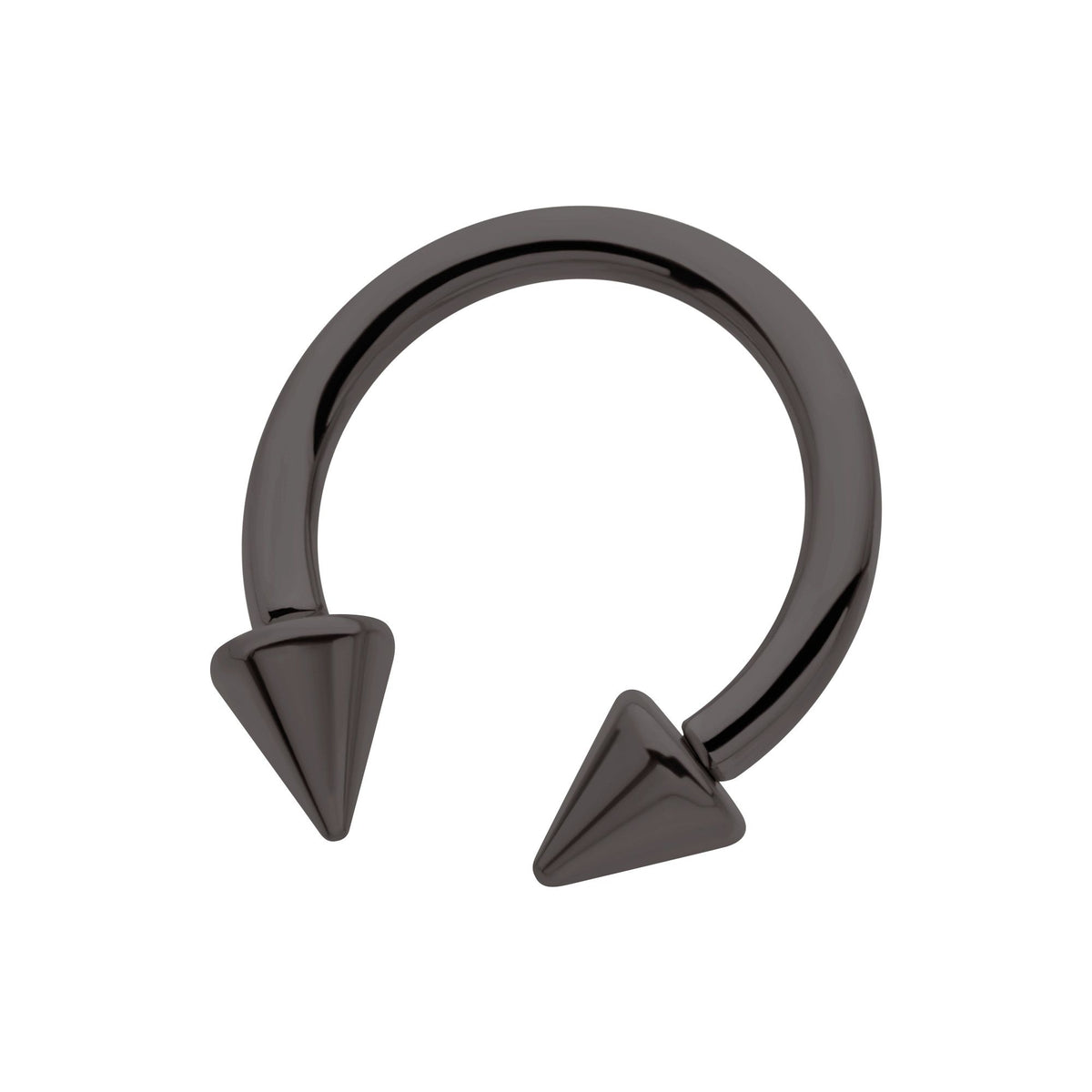 Black PVD Titanium Internally Threaded Spike Ends Circular Barbell tipvdkhi612 -Rebel Bod-RebelBod