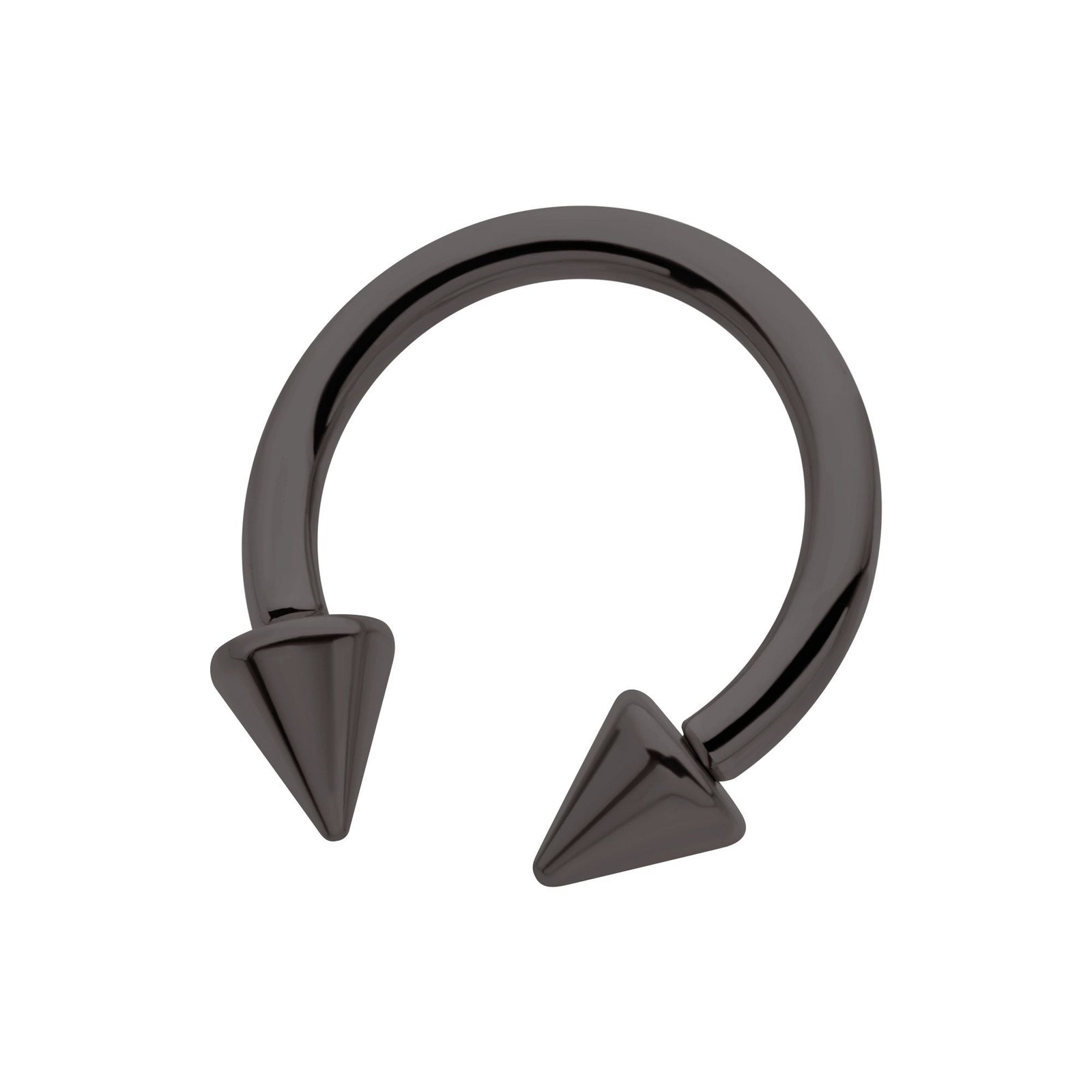 Black PVD Titanium Internally Threaded Spike Ends Circular Barbell tipvdkhi612 -Rebel Bod-RebelBod