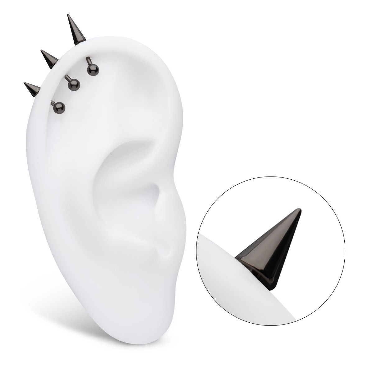 Black PVD Titanium Internally Threaded Spike Top titdspk44k-16 -Rebel Bod-RebelBod