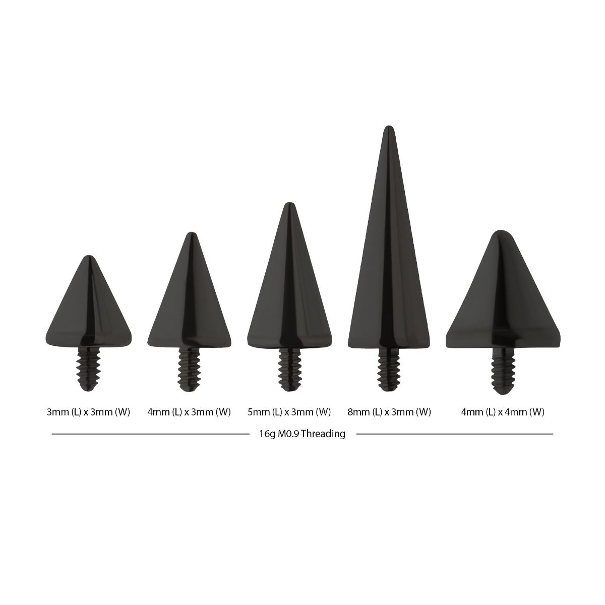 Black PVD Titanium Internally Threaded Spike Top titdspk44k-16 -Rebel Bod-RebelBod