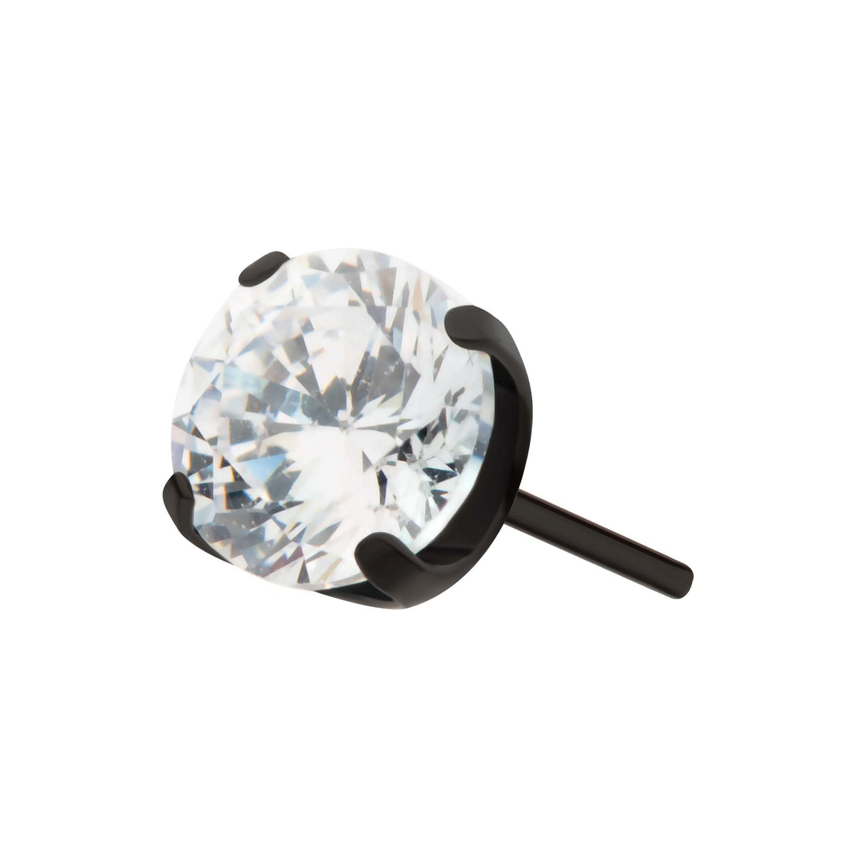 Black PVD Titanium Threadless 4-Prong CZ Front Facing Top tipvdktls2c25 -Rebel Bod-RebelBod