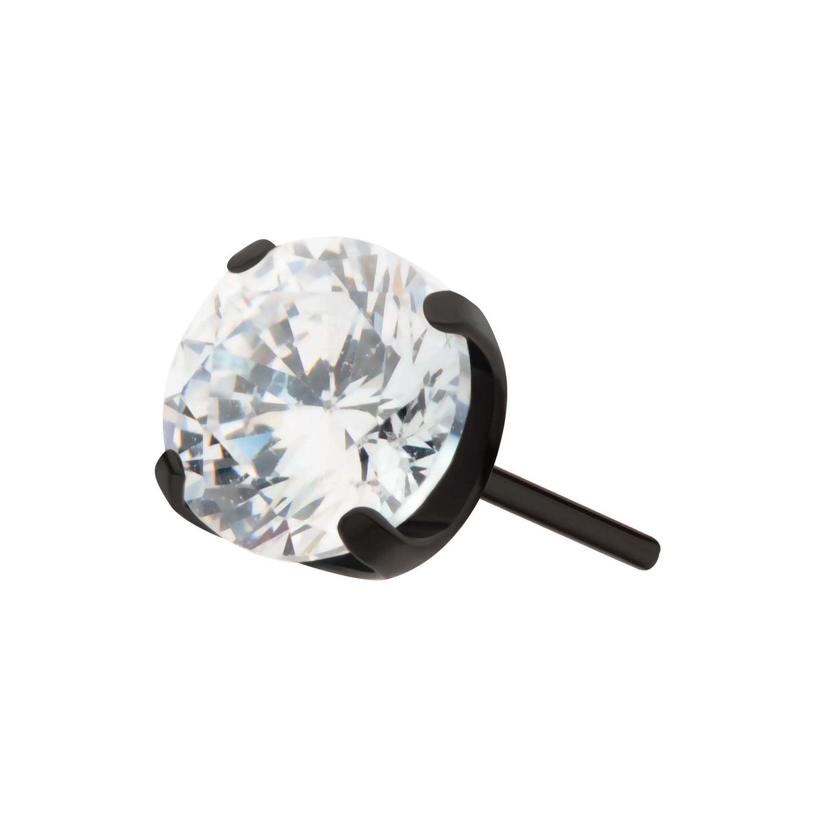 Black PVD Titanium Threadless 4-Prong CZ Front Facing Top tipvdktls2c25 -Rebel Bod-RebelBod