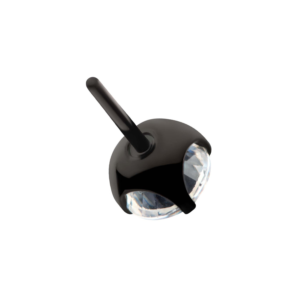 Black PVD Titanium Threadless 4-Prong CZ Front Facing Top tipvdktls2c25 -Rebel Bod-RebelBod