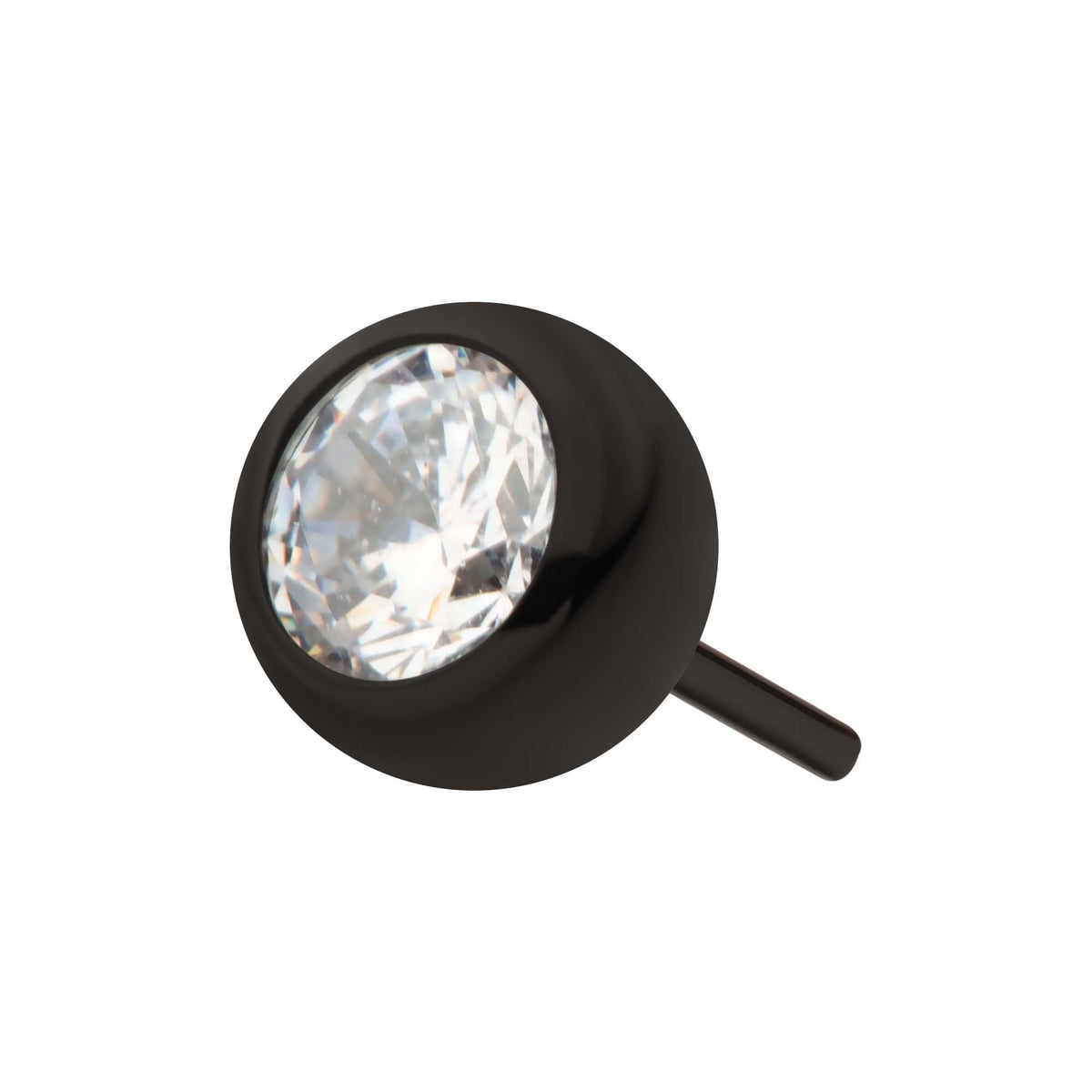 Black PVD Titanium Threadless Bezel Set CZ Front Facing Top tipvdktls1c25 -Rebel Bod-RebelBod
