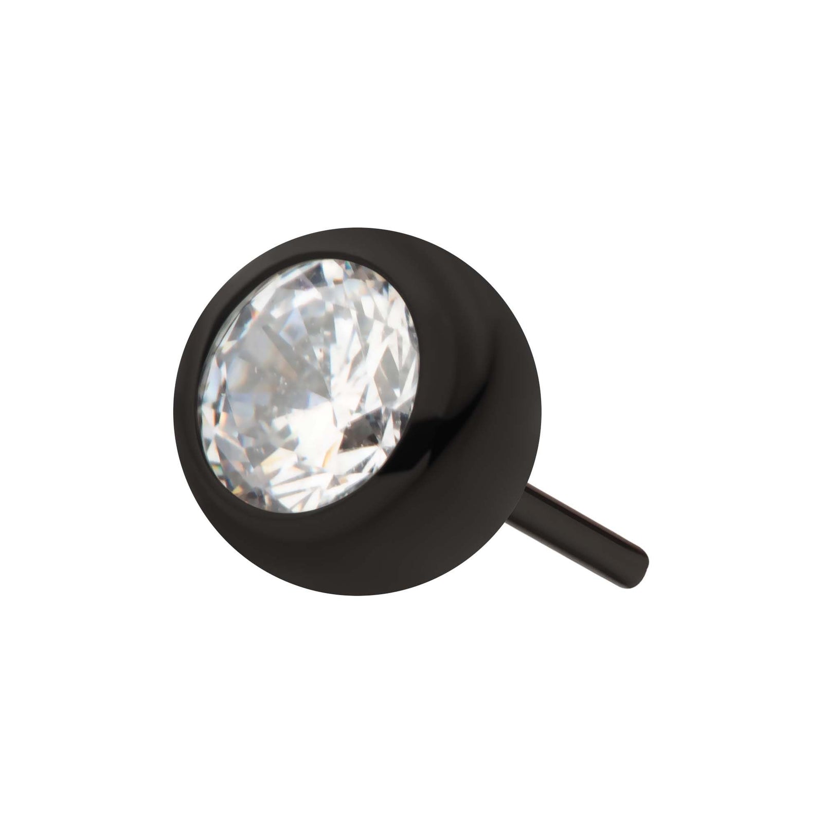 Black PVD Titanium Threadless Bezel Set CZ Front Facing Top tipvdktls1c25 -Rebel Bod-RebelBod