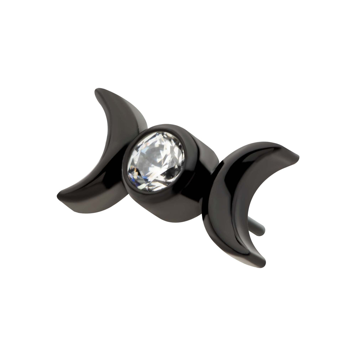Black PVD Titanium Threadless Bezel Set CZ Triple Moon Phase Top tipvdktls56c -Rebel Bod-RebelBod