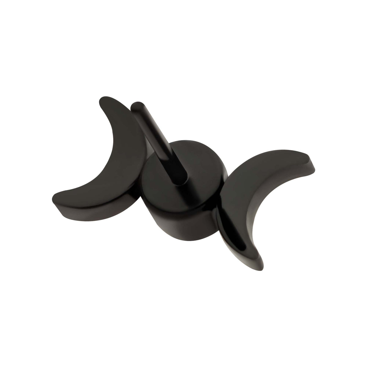 Black PVD Titanium Threadless Bezel Set CZ Triple Moon Phase Top tipvdktls56c -Rebel Bod-RebelBod