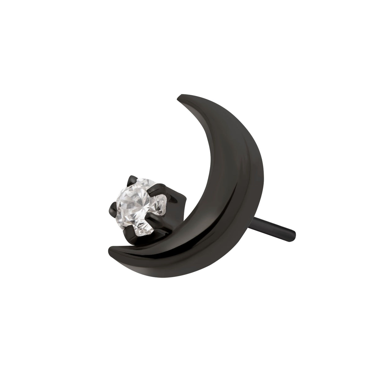 Black PVD Titanium Threadless Crescent Moon CZ/Opal Top tipvdktls57c -Rebel Bod-RebelBod