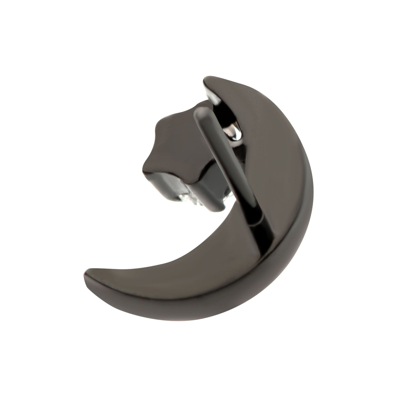 Black PVD Titanium Threadless Crescent Moon CZ/Opal Top tipvdktls57c -Rebel Bod-RebelBod
