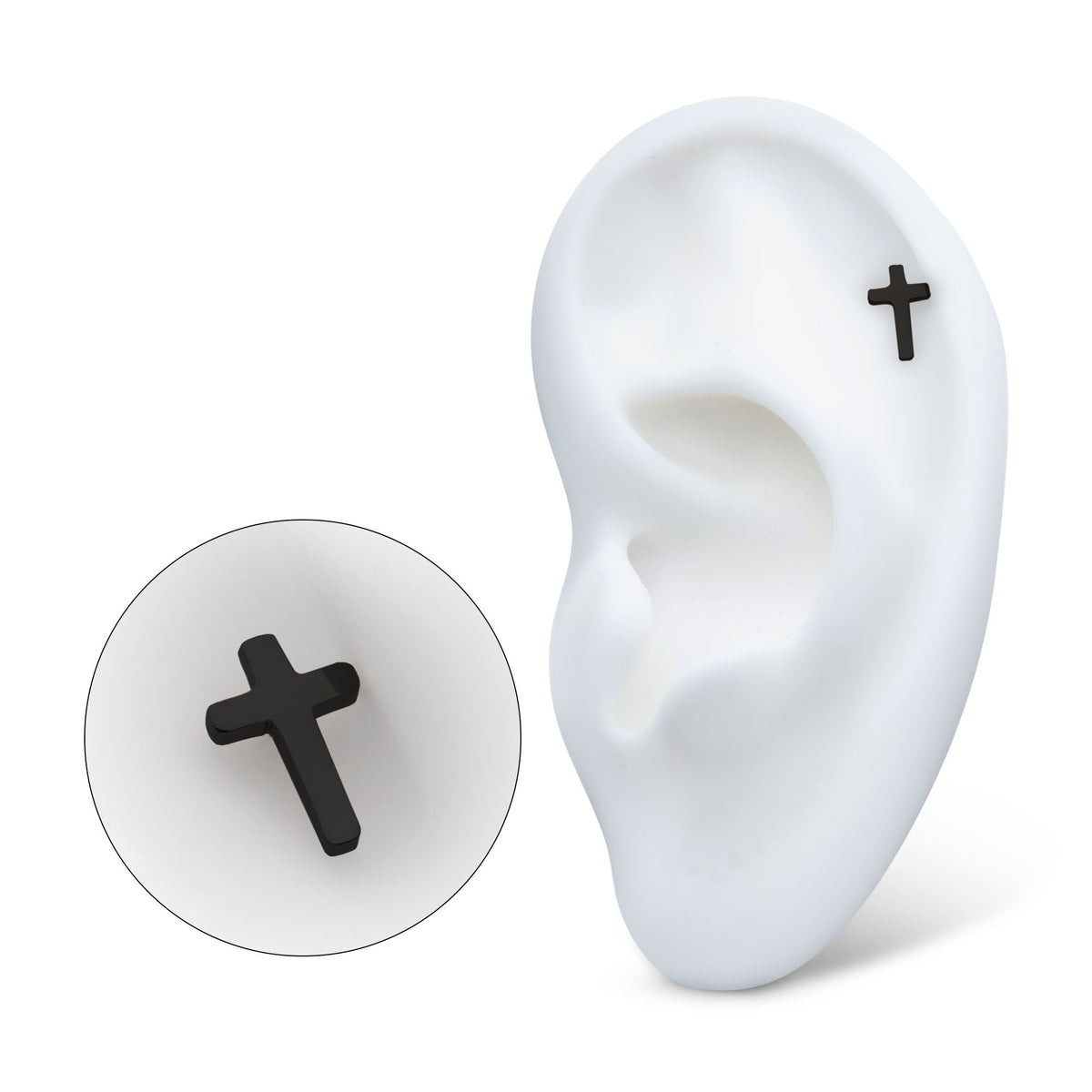 Black PVD Titanium Threadless Cross Top tipvdktlscrs -Rebel Bod-RebelBod