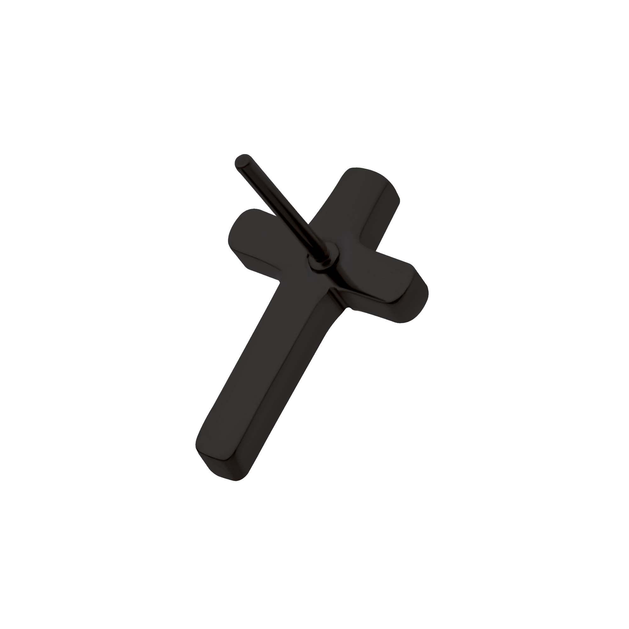 Black PVD Titanium Threadless Cross Top tipvdktlscrs -Rebel Bod-RebelBod