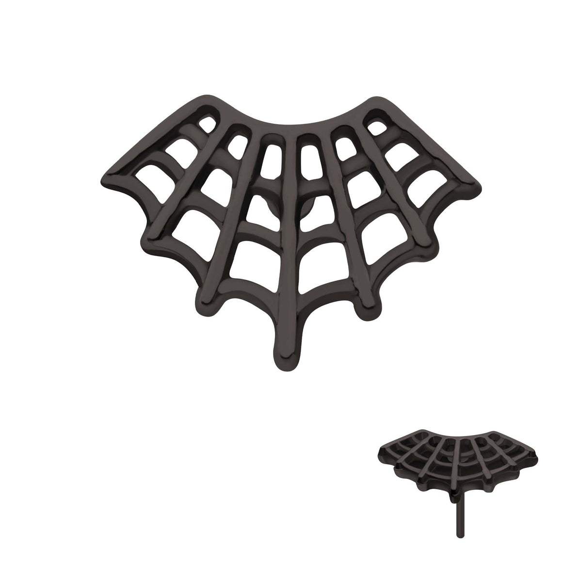 Black PVD Titanium Threadless Fan Shape Spiderweb Top tipvdktls7384 -Rebel Bod-RebelBod