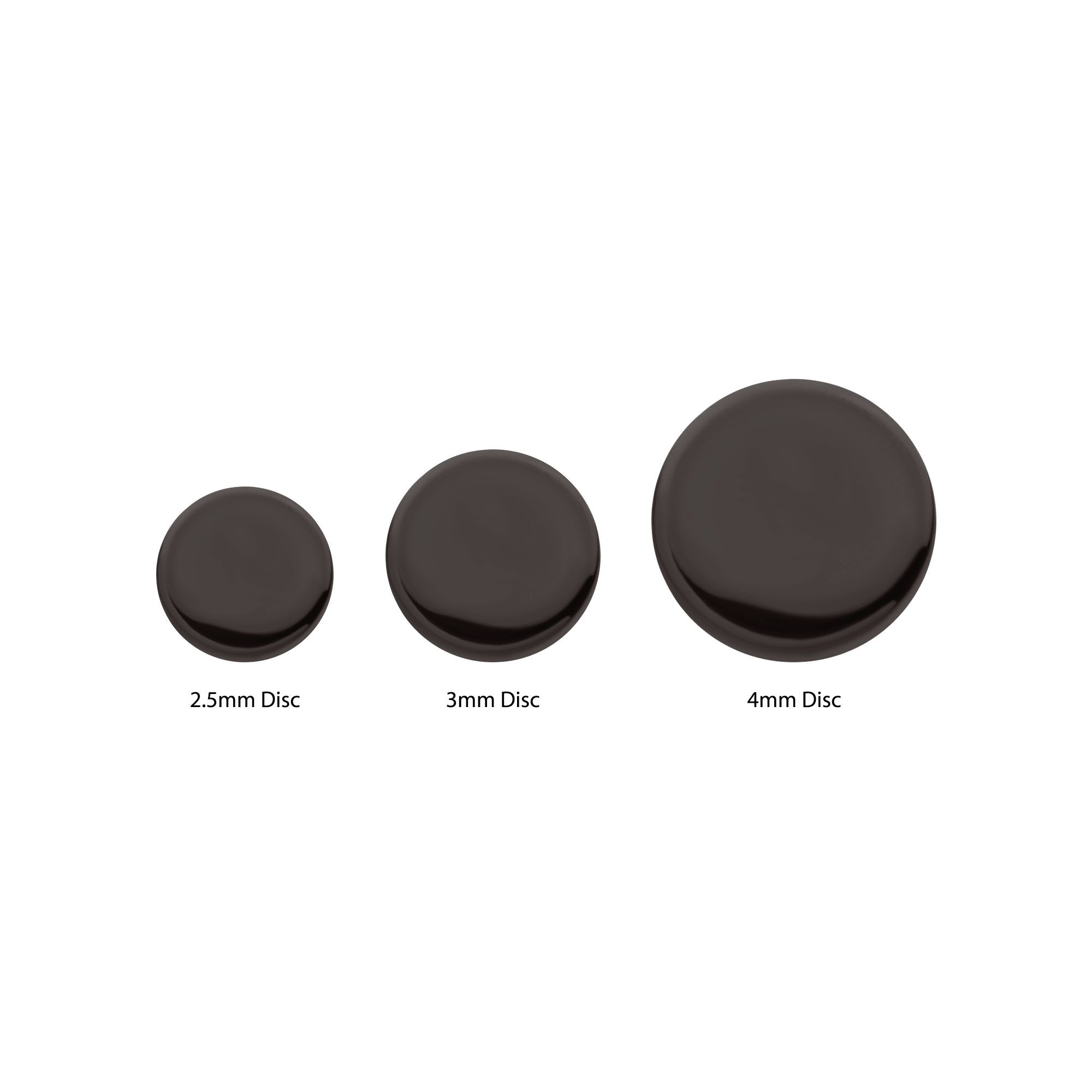 Black PVD Titanium Threadless Flat Disc Top tipvdktlstpd-25 -Rebel Bod-RebelBod