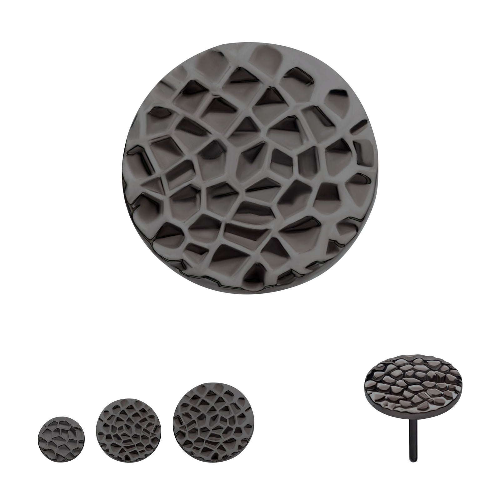 Black PVD Titanium Threadless Hammered Disk Top tipvdktls51-3 -Rebel Bod-RebelBod