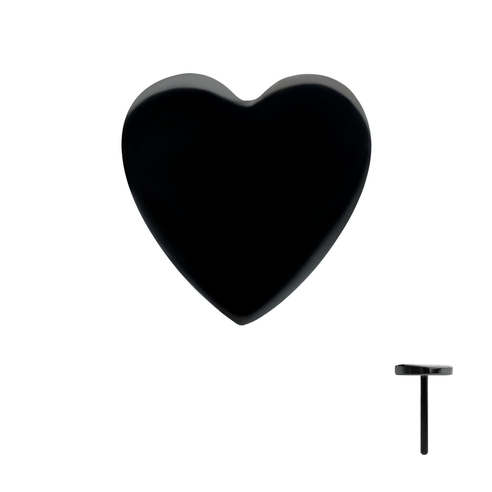 Black PVD Titanium Threadless Heart Top tipvdktlshrt-25 -Rebel Bod-RebelBod