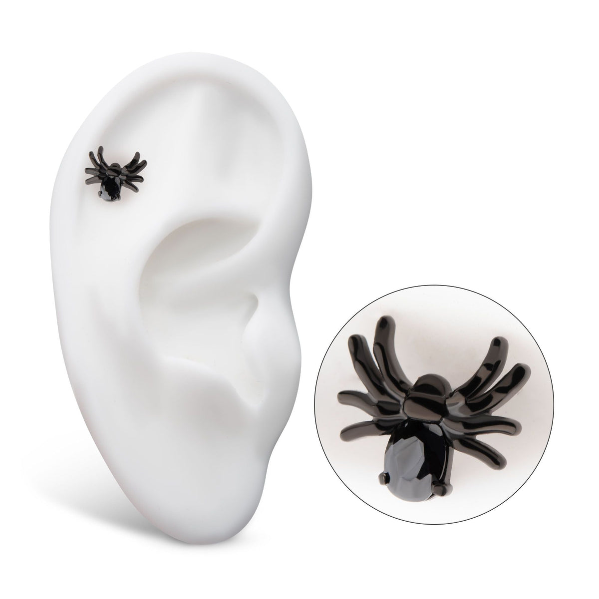 Black PVD Titanium Threadless Prong Set Oval Gem Spider Top tipvdktls7389k -Rebel Bod-RebelBod