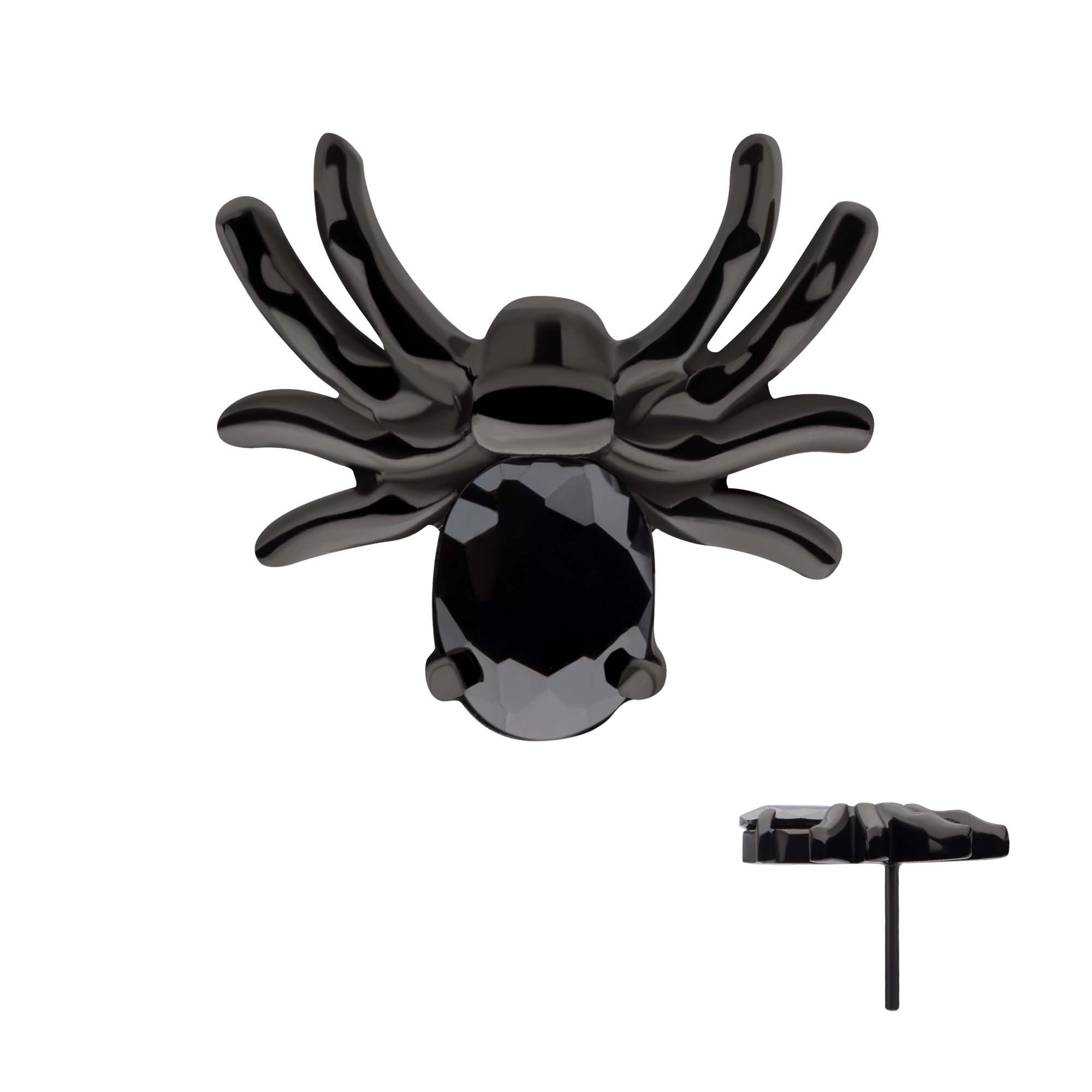 Black PVD Titanium Threadless Prong Set Oval Gem Spider Top tipvdktls7389k -Rebel Bod-RebelBod