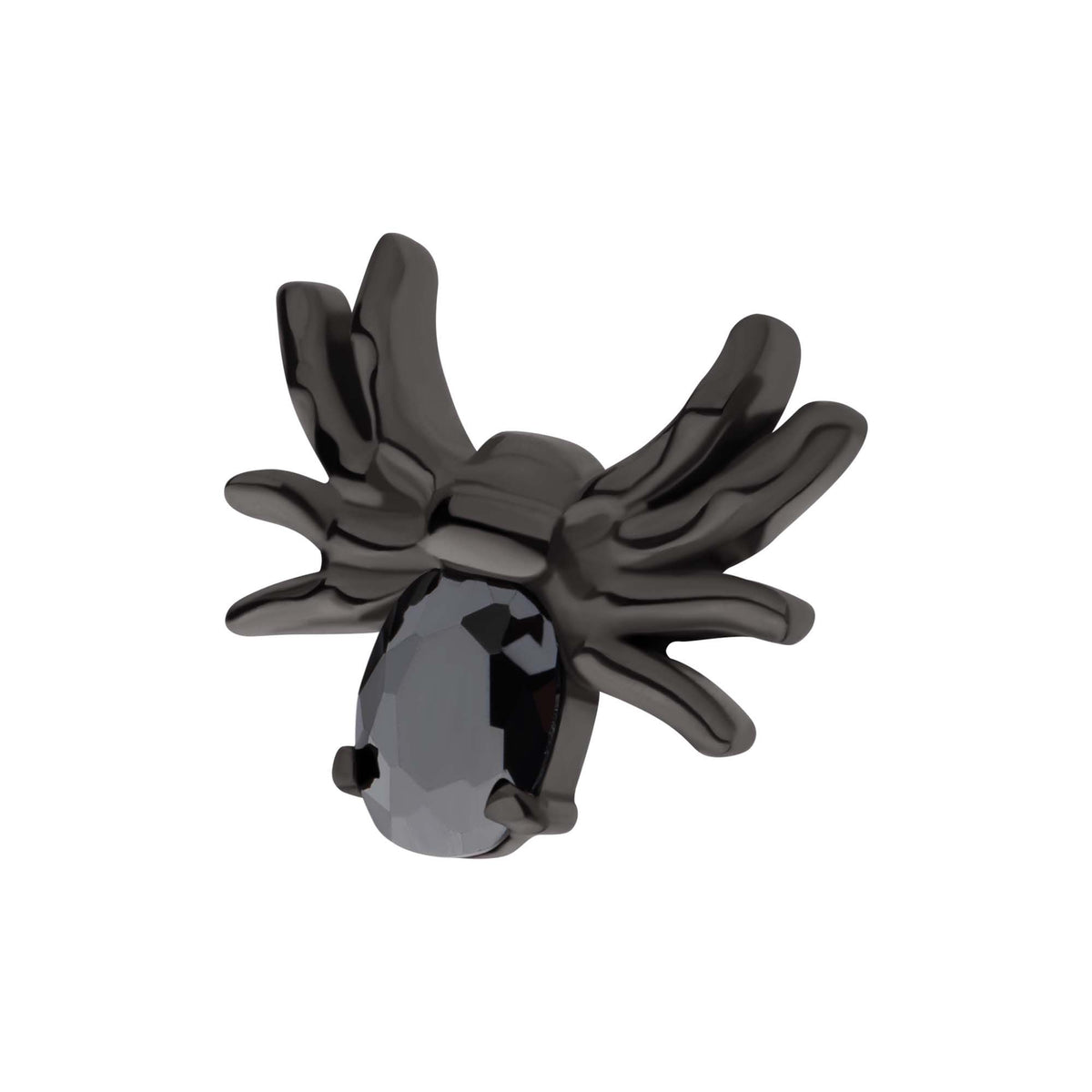 Black PVD Titanium Threadless Prong Set Oval Gem Spider Top tipvdktls7389k -Rebel Bod-RebelBod