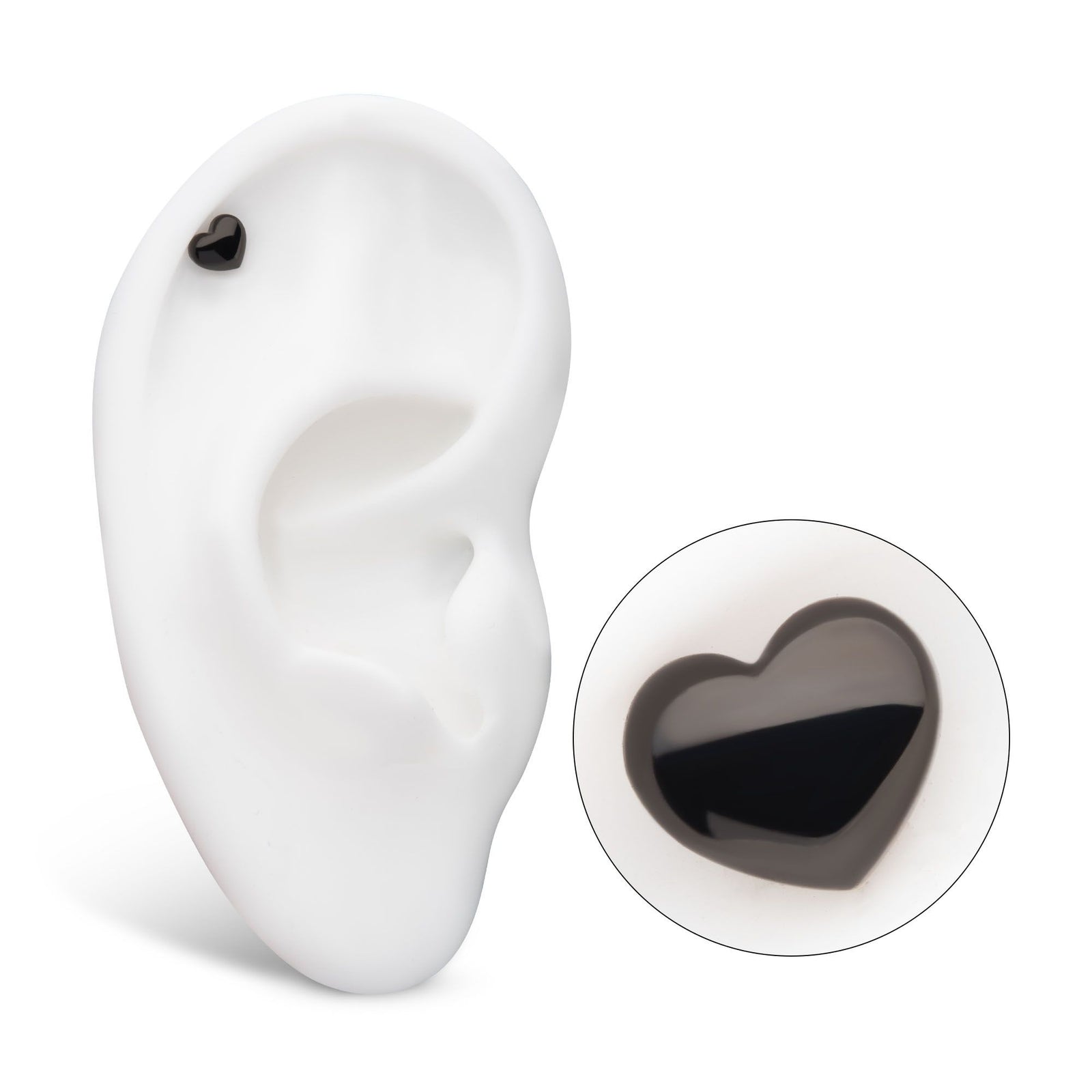 Black PVD Titanium Threadless Puffed Heart Top tipvdktls980 -Rebel Bod-RebelBod