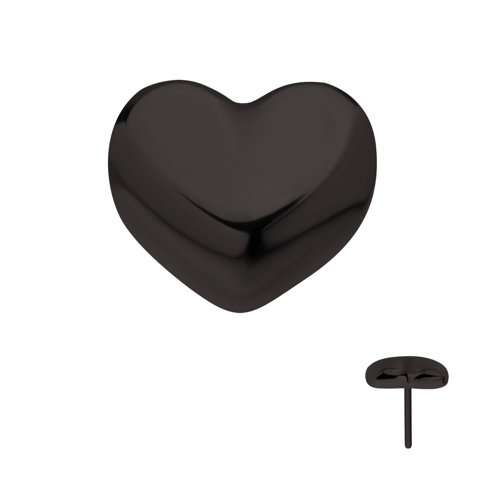 Black PVD Titanium Threadless Puffed Heart Top tipvdktls980 -Rebel Bod-RebelBod