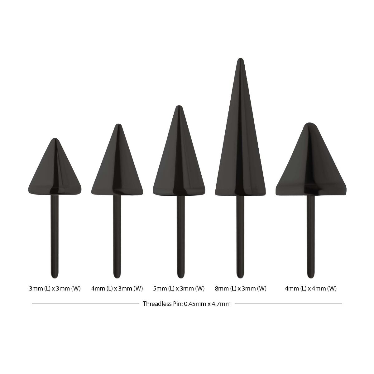 Black PVD Titanium Threadless Spike Top tipvdktlsspk33 -Rebel Bod-RebelBod