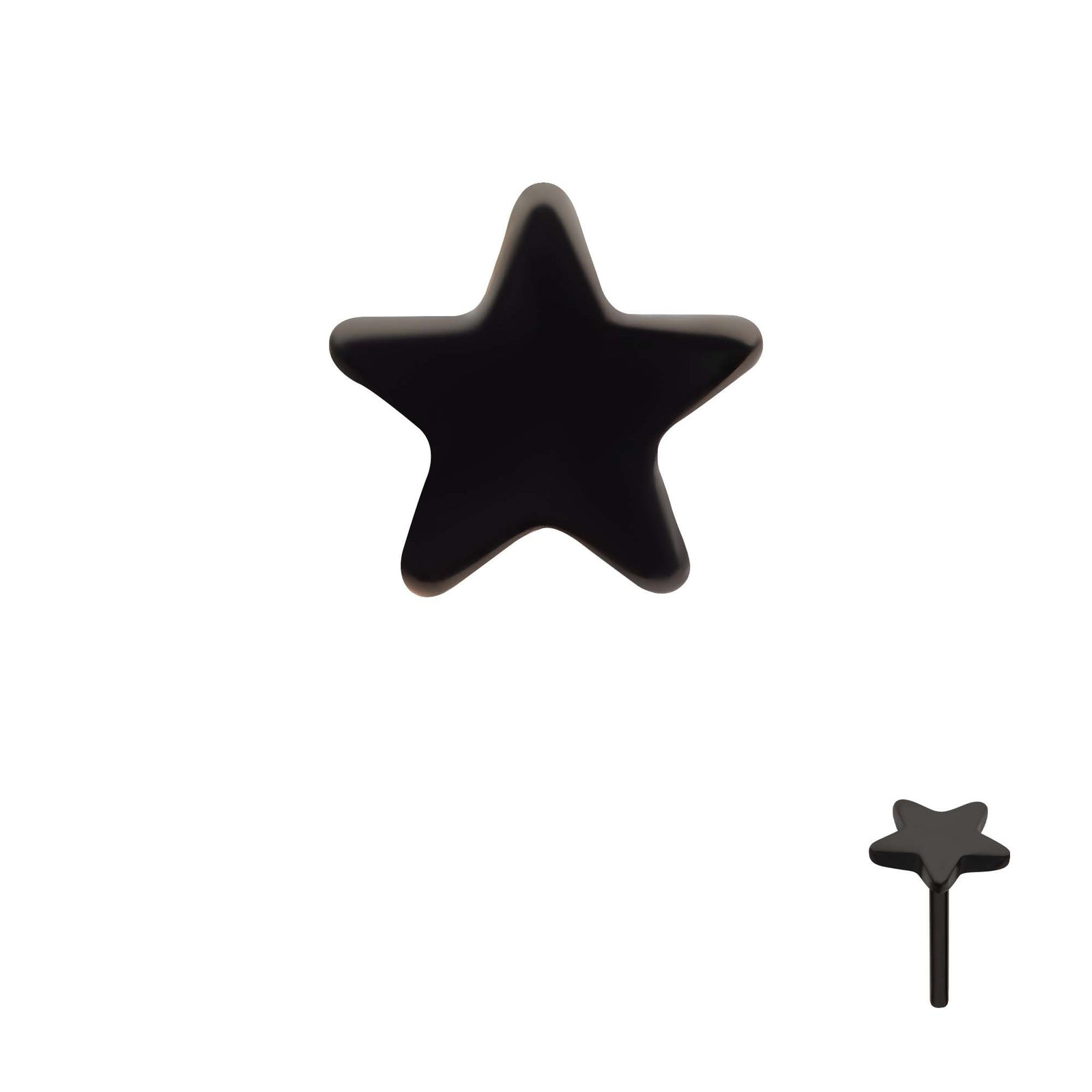 Black PVD Titanium Threadless Star Top tipvdktlsstr -Rebel Bod-RebelBod