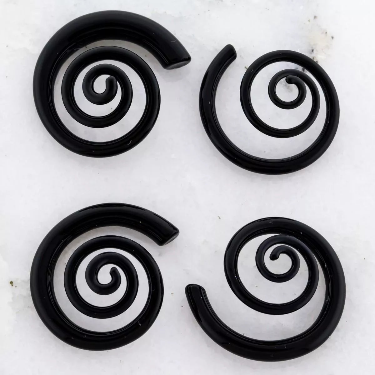 Tapers - Spirals Borosilicate Glass Black Midnight 3D Spiral Ear Hanger - 1 Piece #SPLT#2 -Rebel Bod-RebelBod