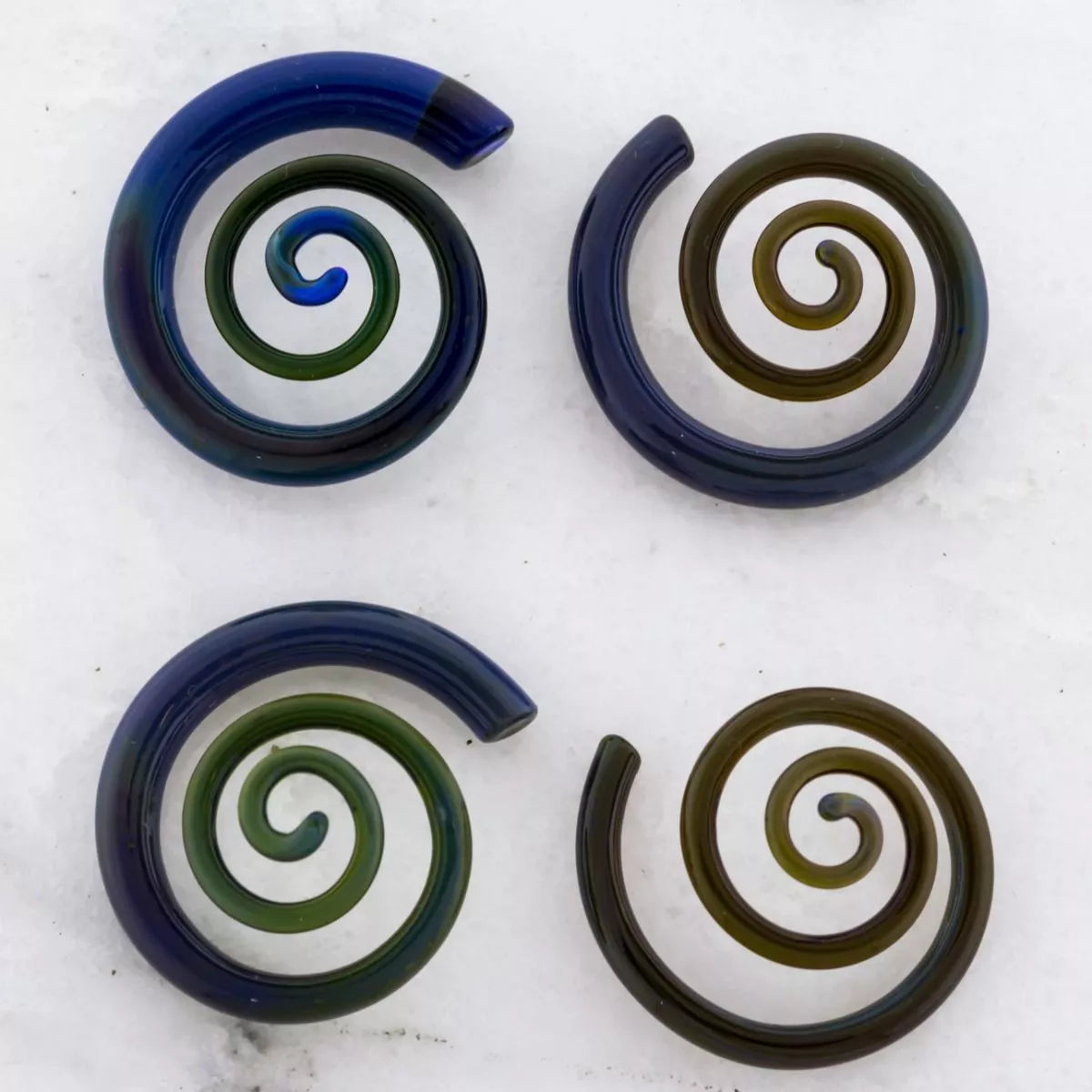 Tapers - Spirals Borosilicate Glass Blue Thai 3D Spiral Ear Hanger - 1 Piece #SPLT#2 -Rebel Bod-RebelBod