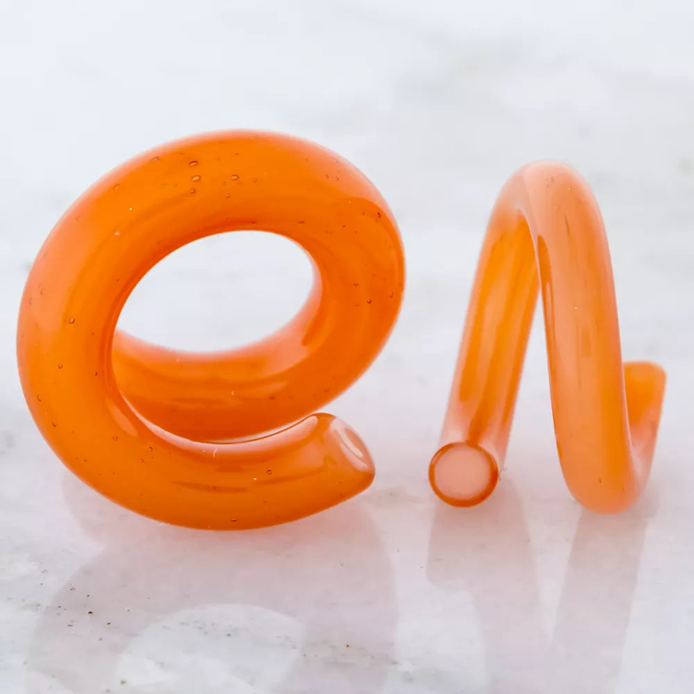 Tapers - Spirals Borosilicate Glass Peach Ring - 1 Piece #SPLT#2 -Rebel Bod-RebelBod