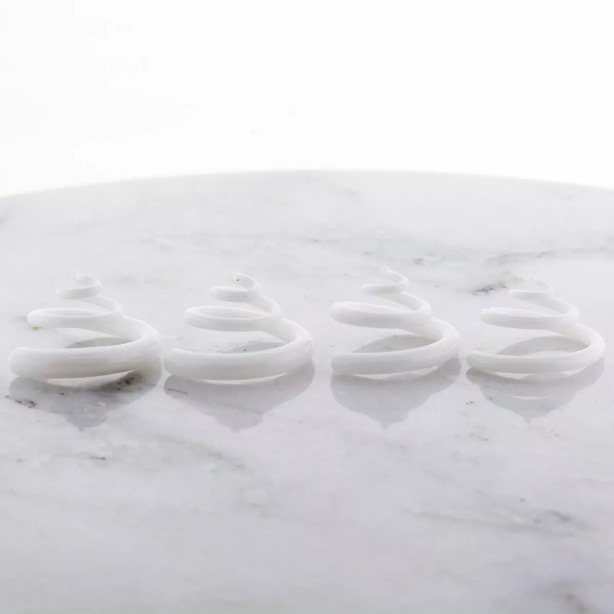 Tapers - Spirals Borosilicate Glass White 3D Spiral Ear Hanger - 1 Piece #SPLT#2 -Rebel Bod-RebelBod