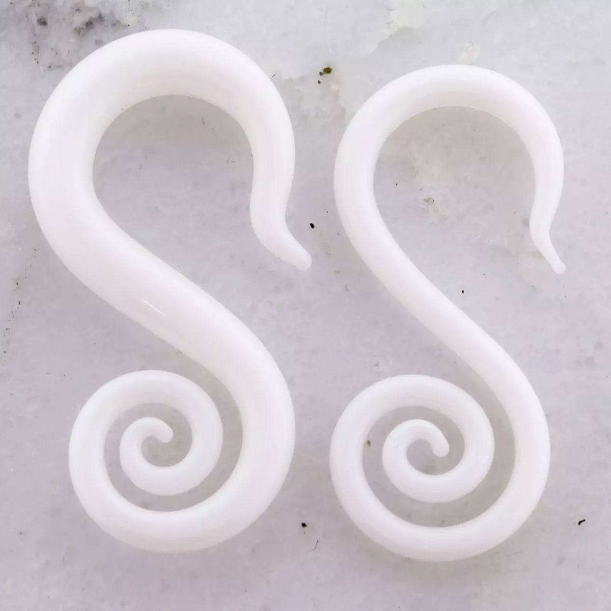 Tapers - Spirals Borosilicate Glass White Seahorse Ear Hanger - 1 Piece #SPLT#2 -Rebel Bod-RebelBod