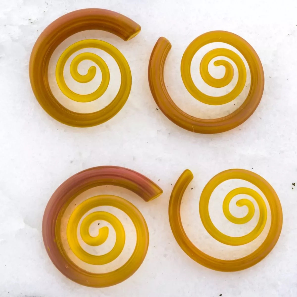 Tapers - Spirals Borosilicate Glass Yellow Thai 3D Spiral Ear Hanger - 1 Piece #SPLT#2 -Rebel Bod-RebelBod