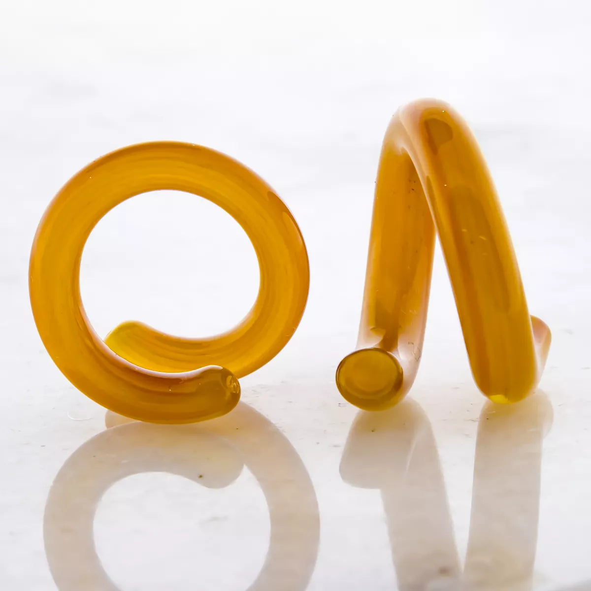 Tapers - Spirals Borosilicate Glass Yellow Thai Ring Ear Hanger - 1 Piece #SPLT#2 -Rebel Bod-RebelBod