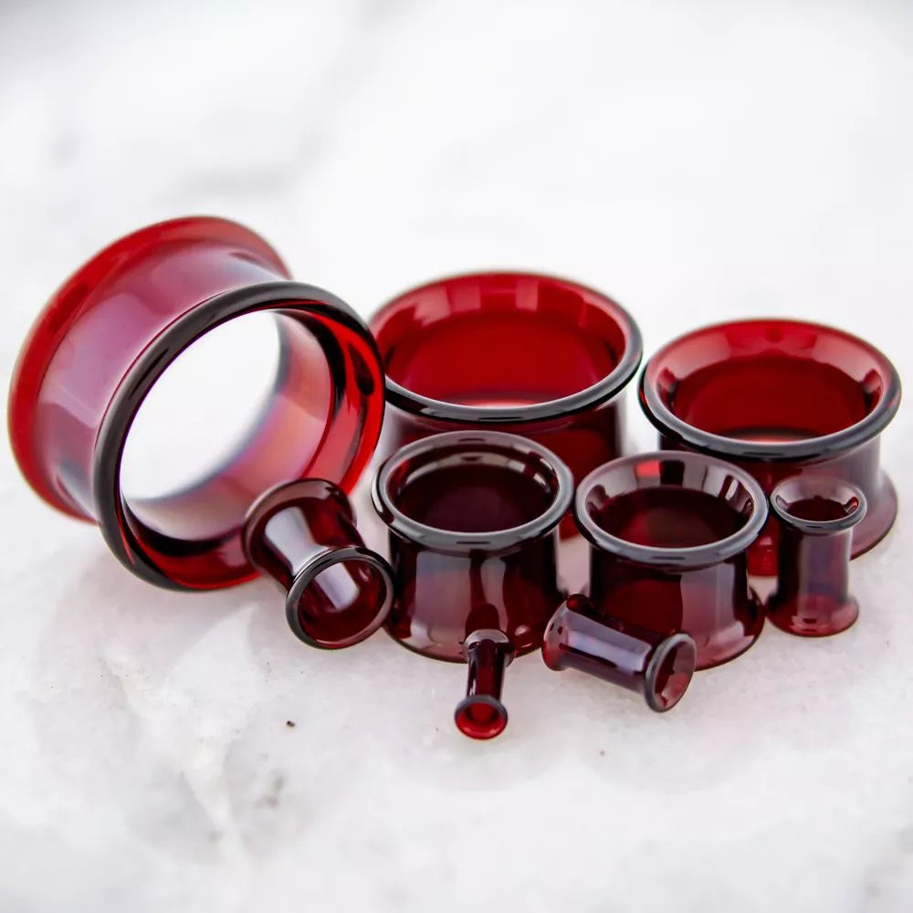 Tunnels - Double Flare Double Flare Red Borosilicate Glass Tunnels - 1 Piece #SPLT#2 -Rebel Bod-RebelBod