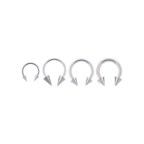 Externally Threaded Spike Horseshoe Circular Barbell W/ Spike Cones Rebel Bod