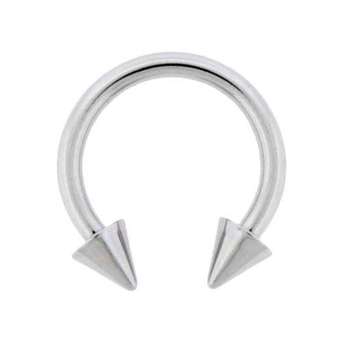 Externally Threaded Spike Horseshoe Circular Barbell W/ Spike Cones Rebel Bod
