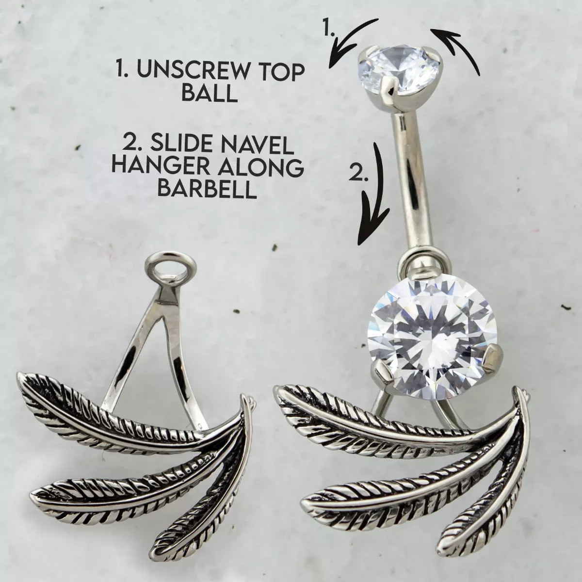 Belly Ring - Dangle Feathers Navel Hanger - 1 Piece -Rebel Bod-RebelBod