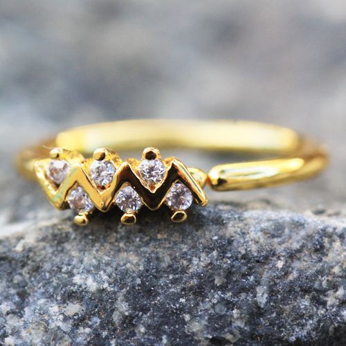 Cartilage Earring - Cartilage Hoop Gold Plated Jeweled Zig-Zag Cartilage Earring / Nose Hoop Ring - 1 Piece -Rebel Bod-RebelBod