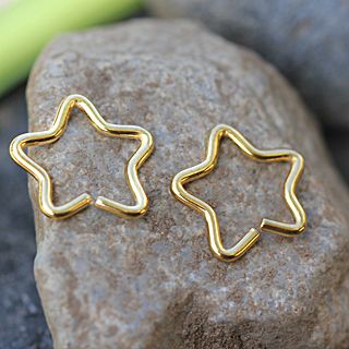 Cartilage Earring - Cartilage Hoop Gold Plated Star Shaped Cartilage Earring - 1 Piece -Rebel Bod-RebelBod