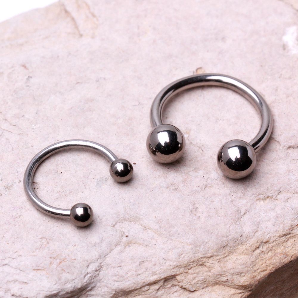 Threadless Push-In Faceted Ball Ends Horseshoe Circular Barbell - F-13 - Foto 2