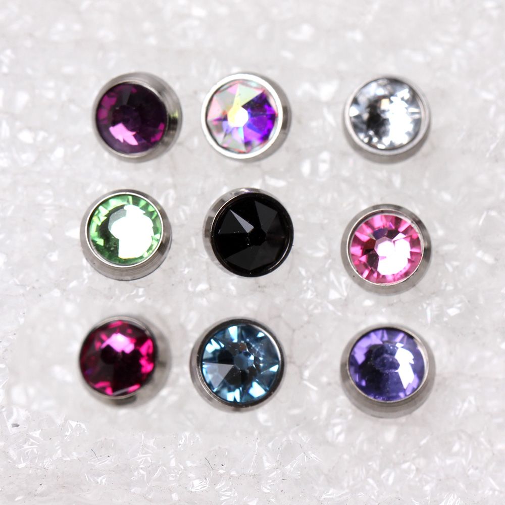 Dermals Grade 23 Titanium Internally Threaded Dermal Top w/ Cubic Zirconia -Rebel Bod-RebelBod